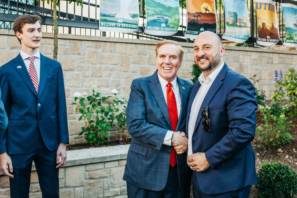 Ambassador Randy Evans with Étienne Schneider at the US Independence Day celebrations at the embassy earlier this year. The two have held discussions about a potential space cooperation agreement. Edouard Olszewski