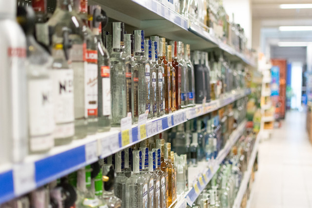 Photo shows bottles of alcohol in a Kiev supermarket Shutterstock