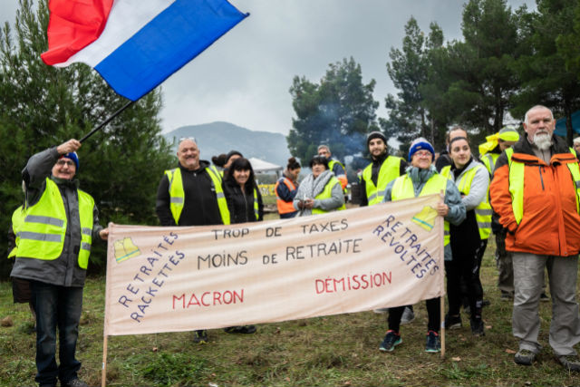 Gilets jaunes protestors pictured in the Drôme region of France protesting against a new increase in taxes Shutterstock