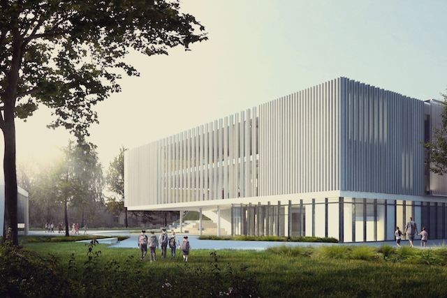 Vue latérale du futur campus scolaire.  (Illustration: Janusch - Holweck Bingen Architectes)
