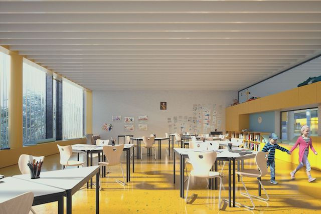Les salles de classe bénéficieront d’un apport de lumière naturelle. (Illustration: Janusch - Holweck Bingen Architectes)