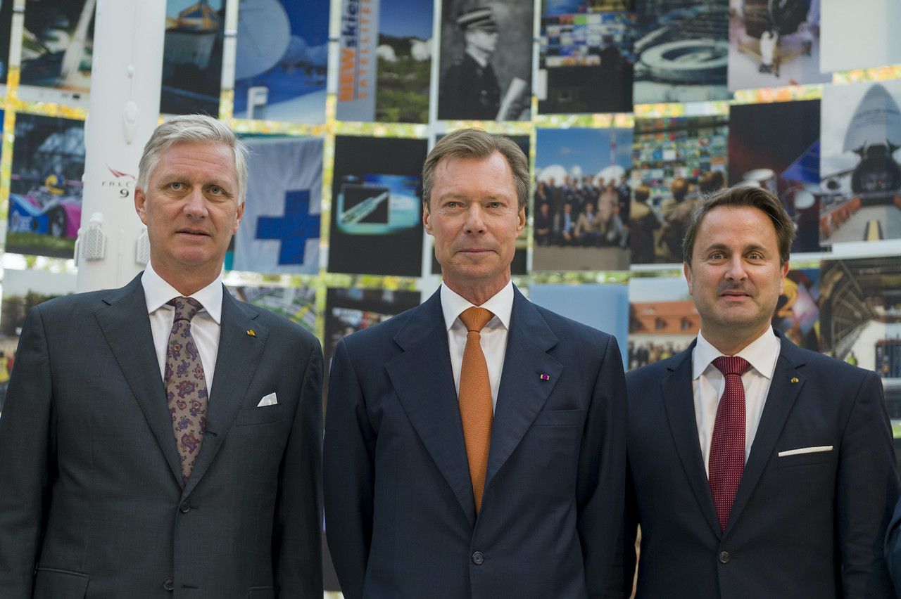 S.M. le roi des Belges, S.A.R. le Grand-Duc et Xavier Bettel (Premier ministre). (Photo: Jean-Christophe Verhaegen/SIP)