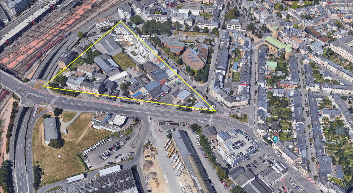 View of the plot of land concerned by the PAP Dernier Sol in Luxembourg-Bonnevoie. (Photo: Google Earth)