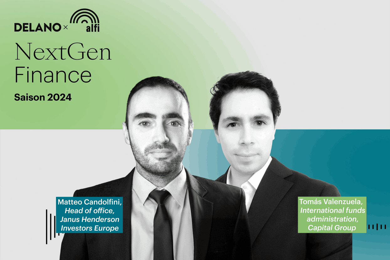 Matteo Candolfini (Head of office, Janus Henderson Investors Europe), Tomás Valenzuela (International funds a
ration, Capital Group) Illustration: (Maison Moderne)