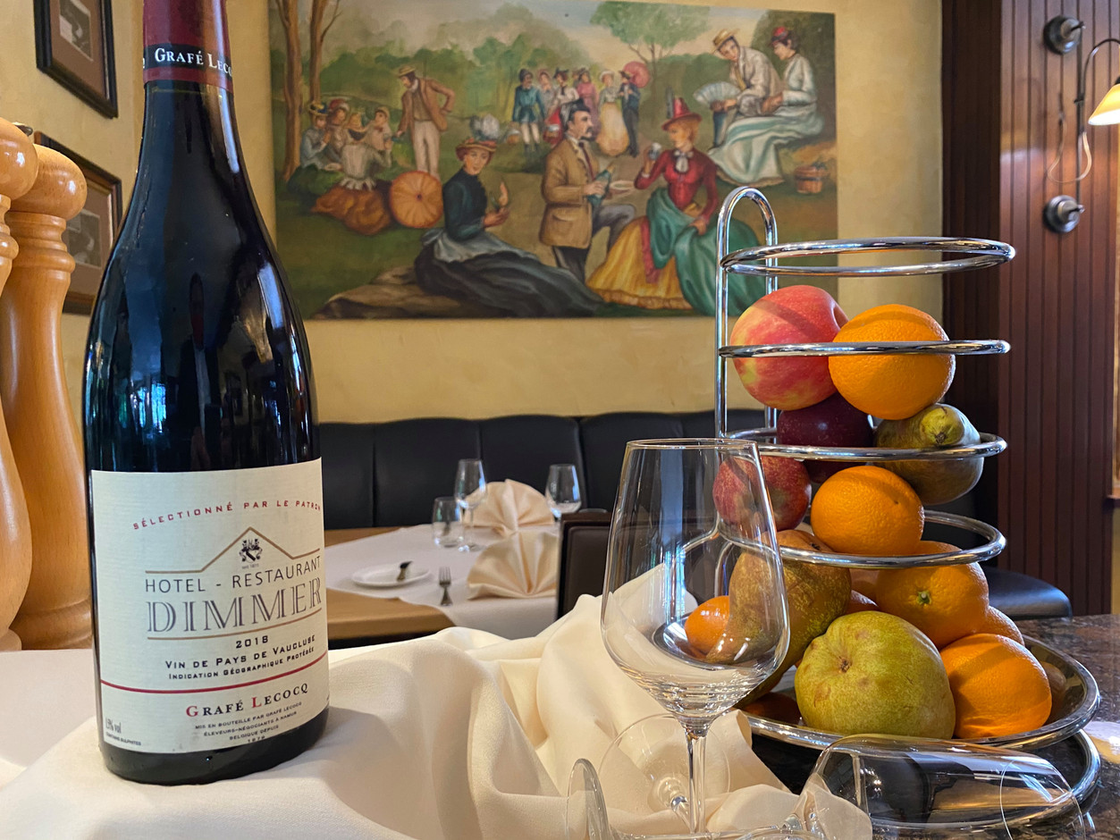 Au restaurant aussi, les Dimmer ont leur vin, du pays de Vaucluse. (Photo: Paperjam)