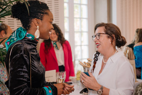 Kachi Agu (Taaranyi), Jill Griffin (president of Dress for Success Luxembourg), at the 10th anniversary gala of Dress for Success Luxembourg, held 25 April 2024.  Photo: Kateryna Mostova for Dress for Success