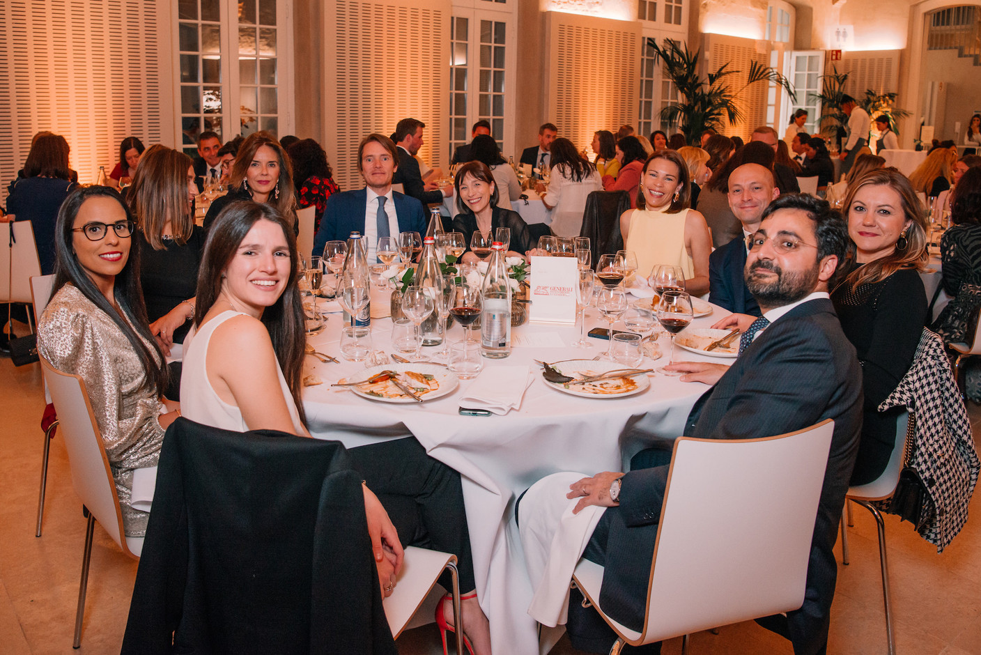 Mattia Scabeni, Carlotta Rolle, Alicja Biren, Cristel Detaille, Nasma Imarhri, Francesco Mosiello, Paulina Arcos Coleni, Ilaria Drescher, Alessia Donati, Alessandro Castellarin (Generali Investments Luxembourg table), 25 April 2024. Photo: Kateryna Mostova for Dress for Success