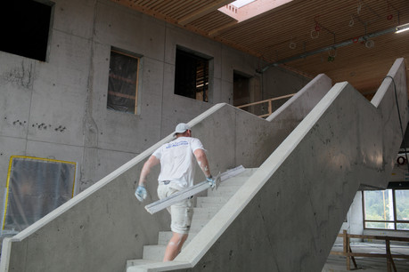 Parmi les gros chantiers en cours à Dudelange, il y a le complexe scolaire Lenkeschléi, dont la livraison est attendue en janvier 2021. (Photo: Matic Zorman)