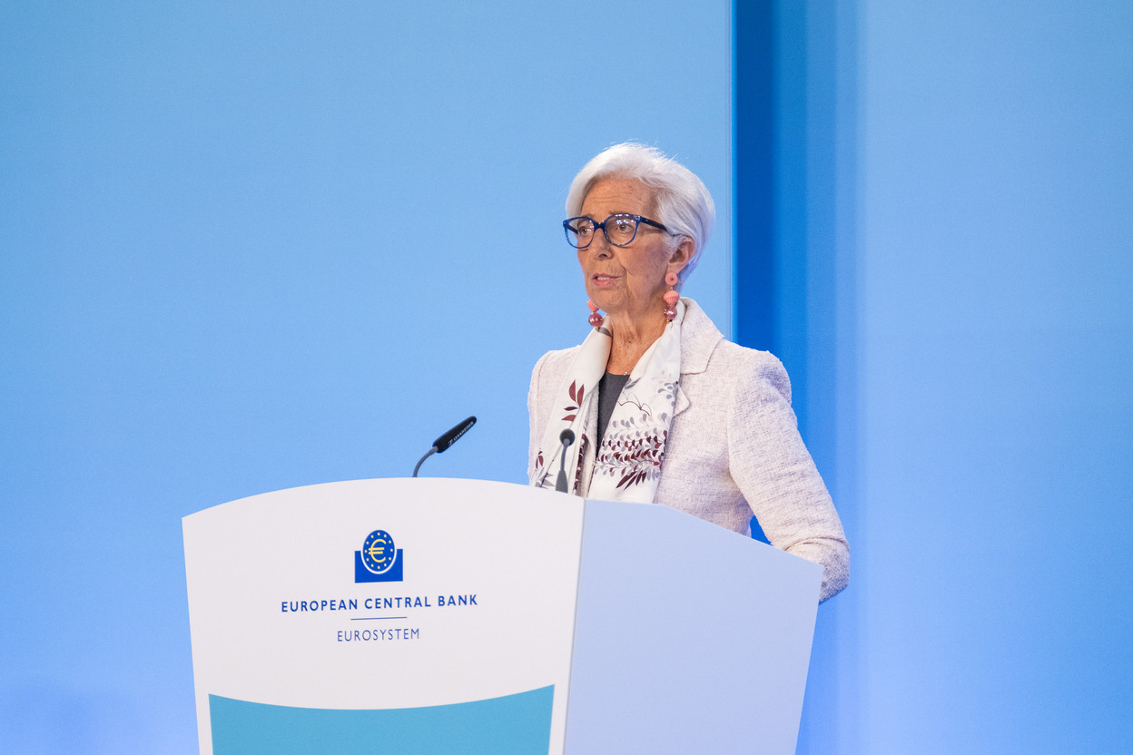 ECB president Christine Lagarde addressing the press following the Governing Council monetary policy meeting in Frankfurt on 27 July 2023. Photo: European Central Bank