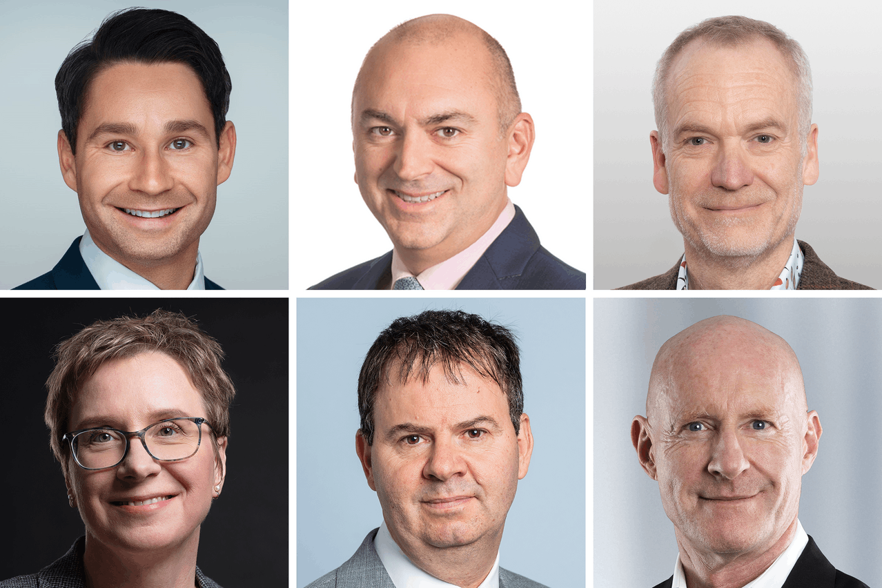 (l-r) Leading economists, including Alexander Bell, David Chappell, Paul Jackson , Ulrike Kastens, Michael Krautzberger and Luca Pesarini, are predicting a 25 basis point rate cut by the European Central Bank on 12 December 2024, resulting in a cumulative reduction of 100bps this year. Photos: Indosuez Wealth Management, Columbia Threadneedle Investments, Invesco, DWS, Allianz Global Investors and Ethenea; Montage: Maison Moderne