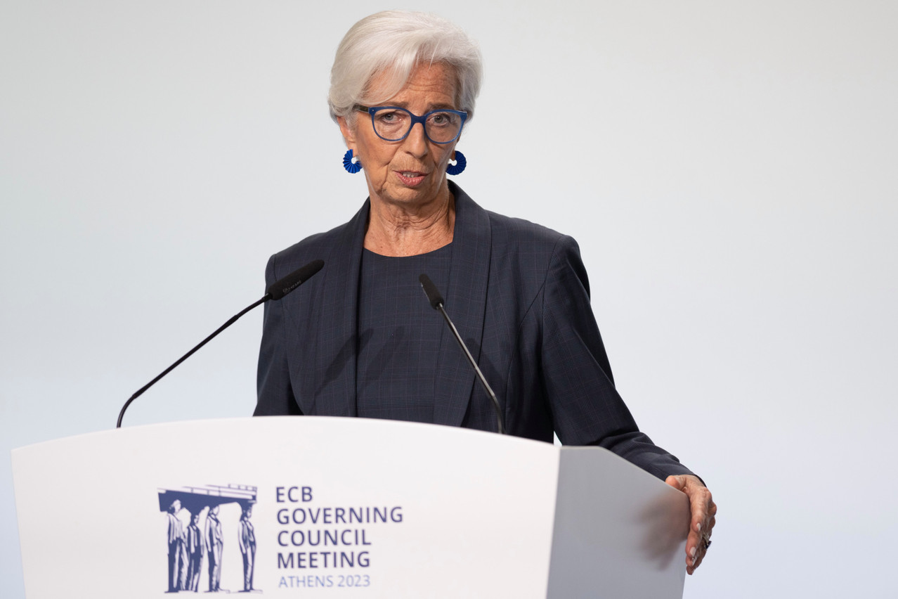 “The three rates--at the level they are--contribute substantially to bringing us back to 2% in a timely manner. But we are data dependent,” emphasised European Central Bank president Christine Lagarde during a press conference following a policy-setting meeting in Athens on 26 October 2023, signalling a decision-making approach that is data-dependent and evaluated meeting by meeting. Lagarde was referring to the ECB’s 2% inflation target. Photo: European Central Bank