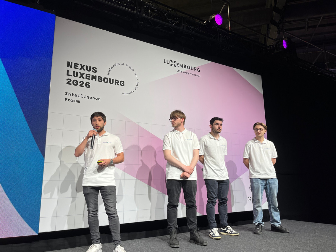 From left to right: Daniel, Anton, Diogo, and Alex, the founders of Smart4Leak. The startup develops leak detection technology designed to help municipalities reduce water waste. (Photo: Paperjam)