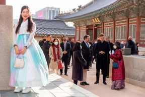 Crown Prince Guillaume and economy minister Fayot visit Gyeongbokgung Palace on 27 November 2022 SIP/Julien Warnard