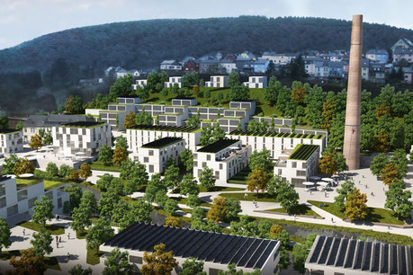 Voici une vue 3D de ce que sera l’éco-quartier dans le bas de la ville de Wiltz, grâce à l’économie circulaire. (Photo: Commune de Wiltz)