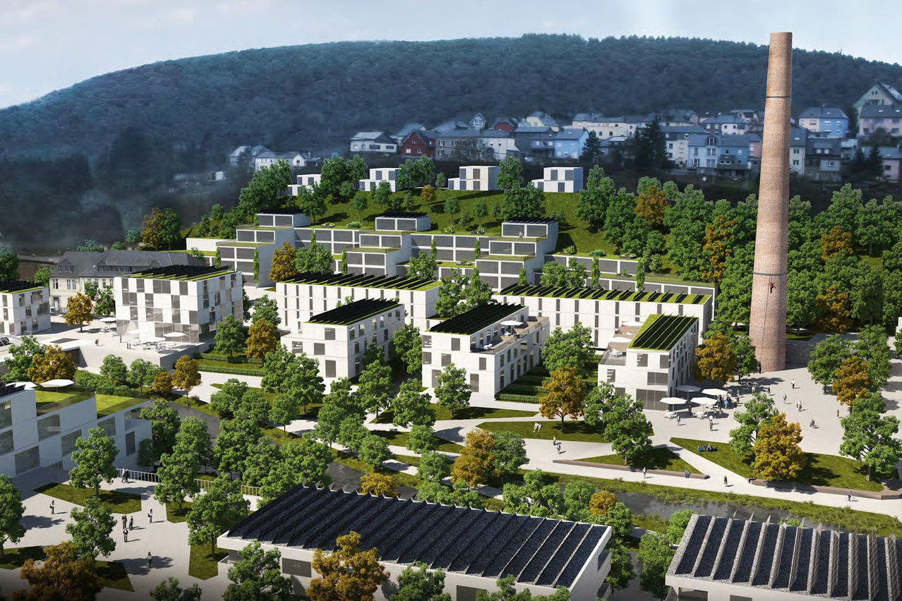 Voici une vue 3D de ce que sera l’éco-quartier dans le bas de la ville de Wiltz, grâce à l’économie circulaire.  (Photo: Commune de Wiltz)