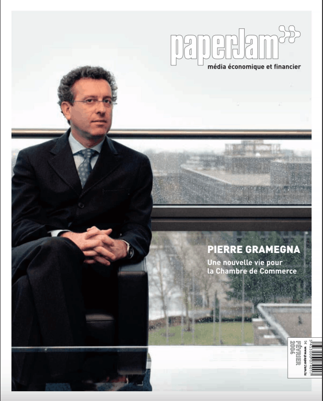 Premier numéro du format actuel de Paperjam en février 2004, avec, en couverture, un certain Pierre Gramegna, alors directeur général de la Chambre de commerce. (Photo: Paperjam/archives Maison Moderne)