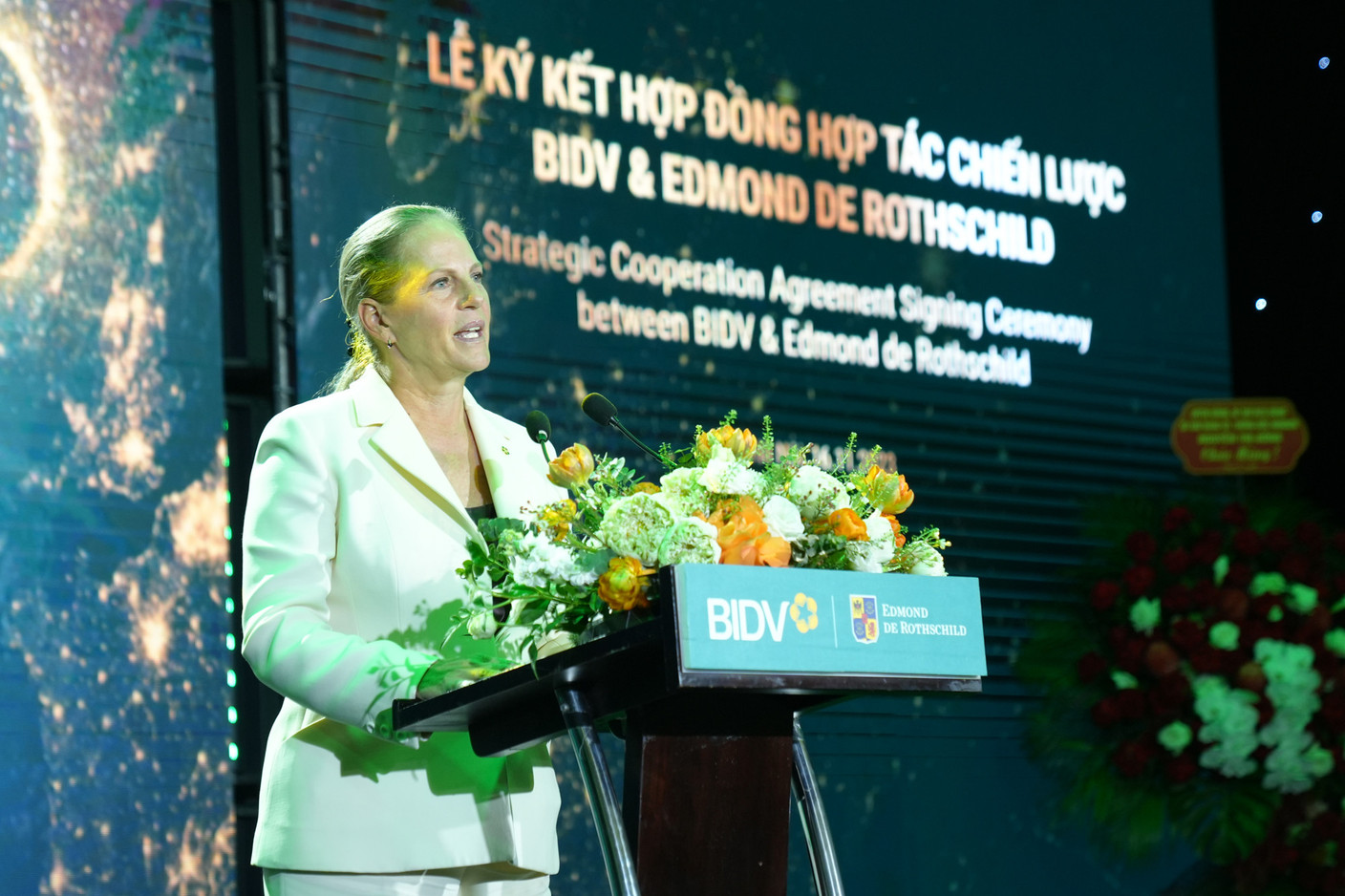 Ariane de Rothschild, CEO, Edmond de Rothschild, annonce un partenariat stratégique avec Bank for Investment and Development of Vietnam (BIDV). (Photo: Edmond de Rothschild)