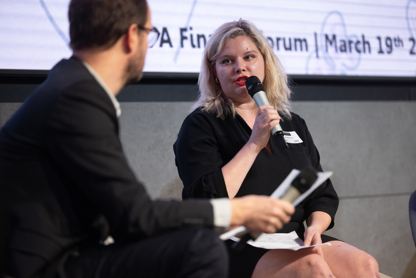 Anna Illarionova, EY, seen speaking at the EFPA Financial Forum, 19 March 2024. Photo: Guy Wolff/Maison Moderne