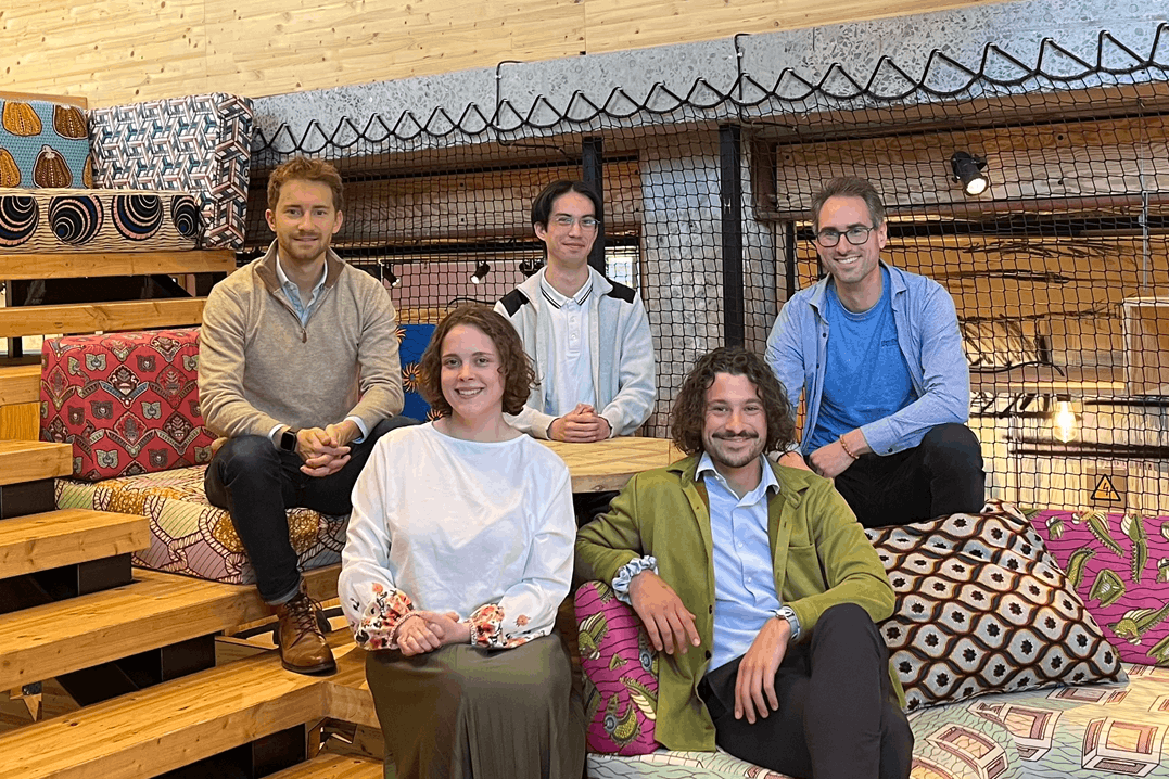 Tristan Thillaye du Boullay, Pierre Baron, Dominique Gigon, Estelle Huynen and Alexandre Sartor introduce new innovation capabilities to the Belux consulting market, currently working on projects in defense, insurance and public welfare sectors. (Photo: EGGS, part of Sopra Steria)