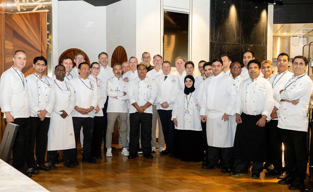 Emirates Flight Catering employs 13,000 staff, some of whom exchanged views with the Luxembourg chefs.  Photo: Emirates Flight Catering