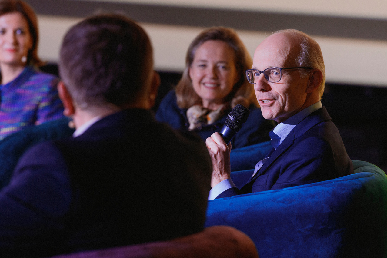 Prime Minister Luc Frieden joined the other speakers at the end of the round table. Julian Pierrot / Paperjam