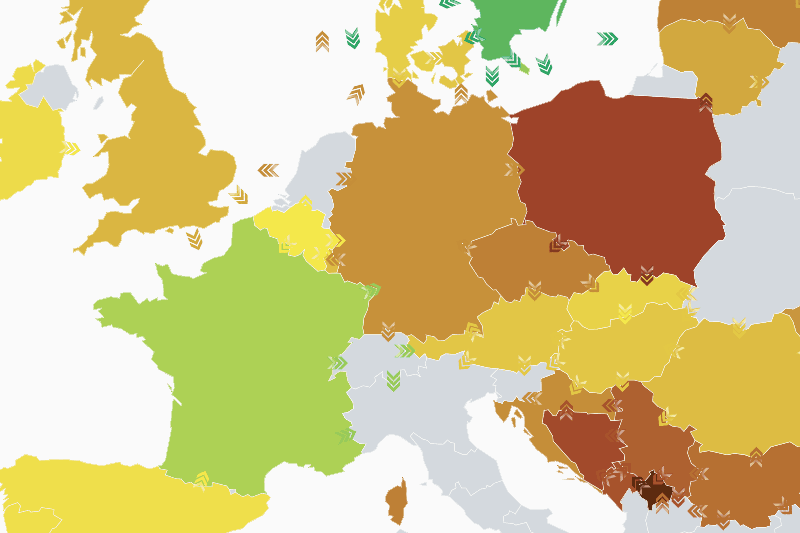 À partir de données en open source, collectées notamment auprès des opérateurs électriques, Electricity Maps propose des cartes permettant de visualiser en temps réel l’empreinte carbone de la consommation électrique d’un pays ou d’une région. (Illustration: Electricity Maps/capture d’écran)
