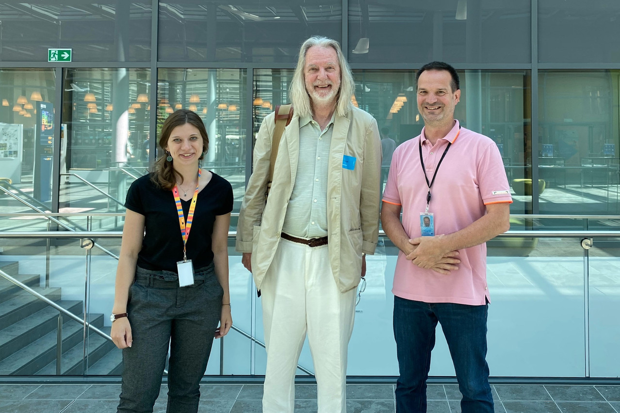 “I found Luxembourgers exceptionally welcoming,” says Knutson, standing between Rabea Effelsberg and Ludovic Delepin, both of the European Parliament. Photo: Keith Knutson