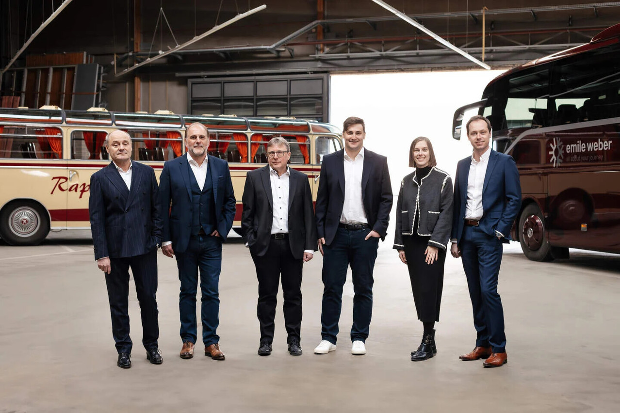 Fernand Heinisch, Emile Weber and Roland Heinisch, the current generation of the Emile Weber company, alongside the next generation: Emile Weber Jr, Catherine Havé and Philippe Heinisch. (Photo: Emile Weber)
