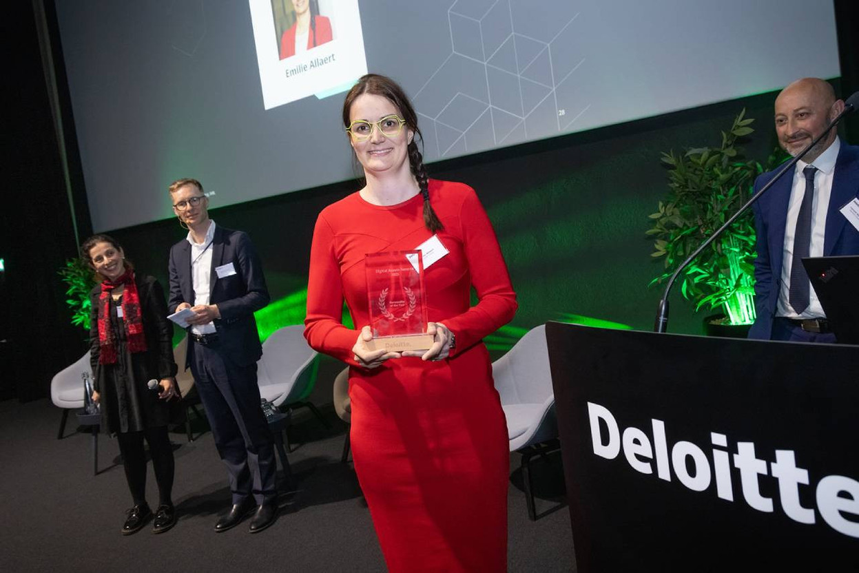 Emilie Allaert was named “personality of the year” at the 2025 edition of Deloitte’s Digital Assets Awards for her initiatives to promote the adoption of distributed ledger technology (DLT) in Luxembourg. Photo: Deloitte