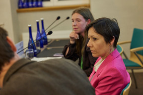 Photos from the first day of the event showing attendees/speakers at the 2022 European Microfinance Week e-MFP