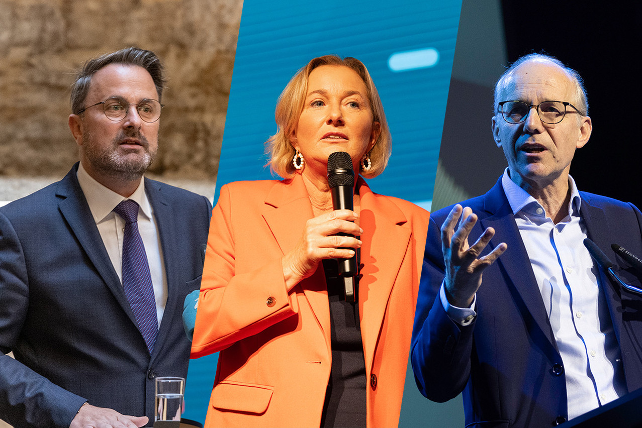 Xavier Bettel, Paulette Lenert et Luc Frieden se disputent le droit de devenir le vingt-cinquième Premier ministre du Grand-Duché  (Photos et montage: Maison Moderne)