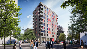 La tour de logements présente une façade colorée. ((Illustration: QuickIT_Steinmetzdemeyer))
