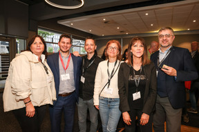 Laure-Anne Bai-Mathis (Etude Bai-Mathis), Valentin Morello (Paperjam+Delano Business Club), Patrick Coelho (Properties Solutions Group), Geneviève Chabot (CobaGroup), Anne Molinari (Maître Anne Molinari) et Eric Plasson (Randstad Luxembourg). (Photo: Marie Russillo/Maison Moderne)