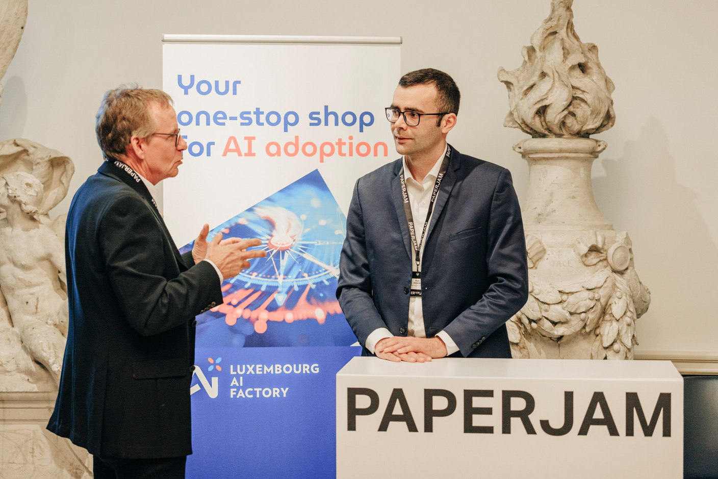 Paul Rigaux (Luxembourg AI Factory) on the right. Photo: Julian Pierrot / Paperjam