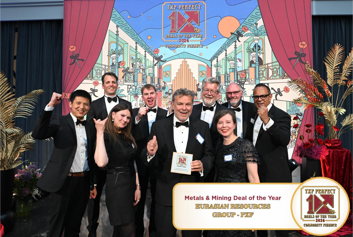 Eurasian Resources Group team’s receiving the TXF award for a copper deal in Africa. Photo: ERG