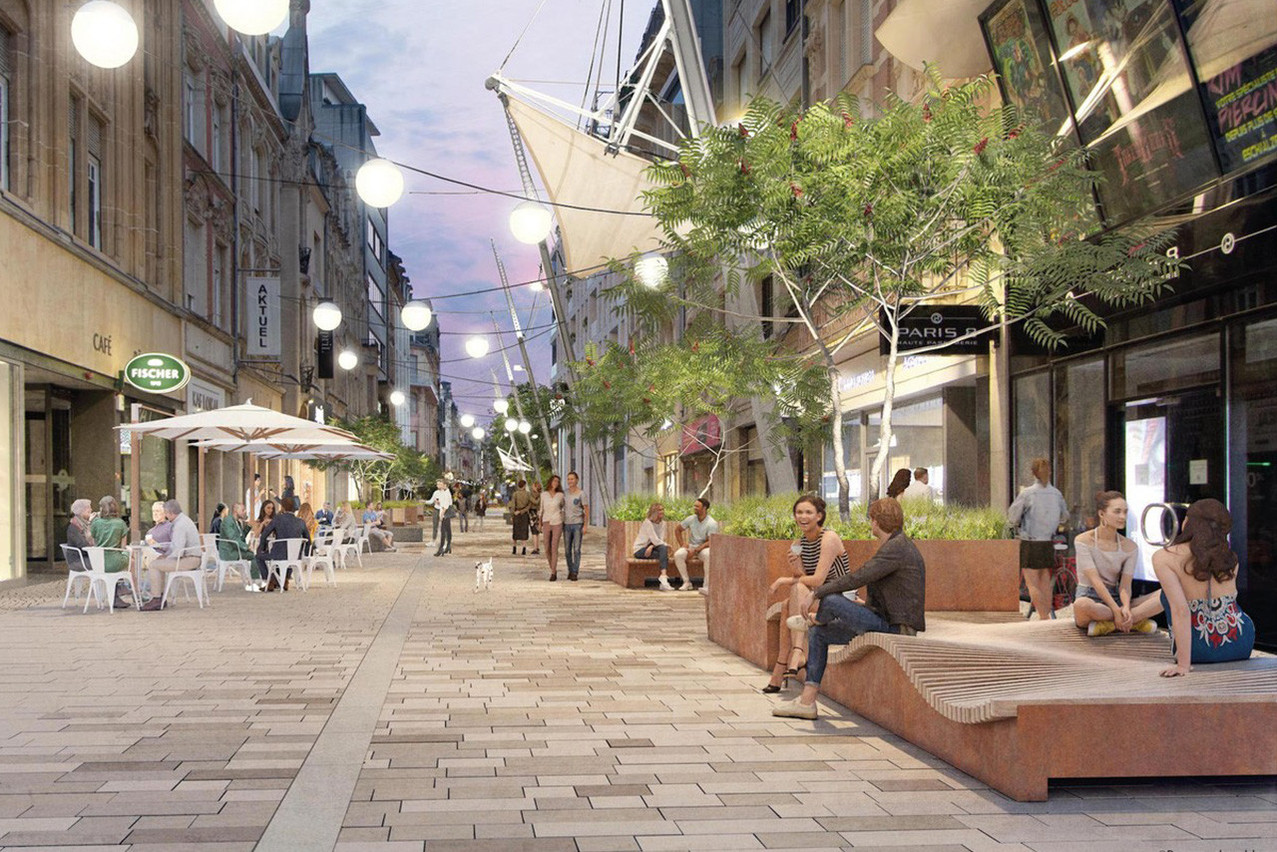 This will be the new face of the Rue de l'Alzette if the project designed by Papaya and Chorablau is implemented by the next council of Esch-sur-Alzette. (Illustration: Papaya, Chorablau)