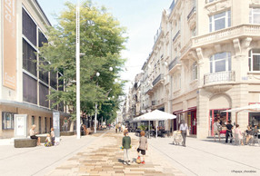 Le réaménagement de la rue de l’Alzette offrira un cadre plus favorable aux activités commerciales. (Illustration: Papaya, Chora Blau)