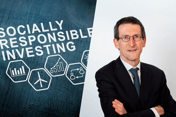 While the “green premium”—the higher valuation assigned to ESG-compliant companies—may not return to its 2021 peak, Orcadia expects it to rebuild over time, potentially driving stronger performance over the next five to ten years, explained Etienne de Callataÿ, economist at Orcadia, a Luxembourg-based asset manager, in an interview on 10 April 2026.  Photo: Shutterstock, Orcadia, Montage: Paperjam