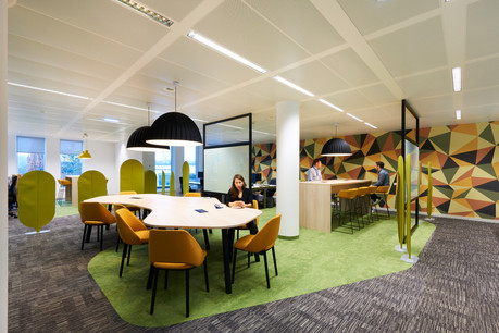 Les nouveaux bureaux d’AXA Lux, premiers aménagements des espaces de bureaux post-COVID. (Photo: C&W Design+Build)