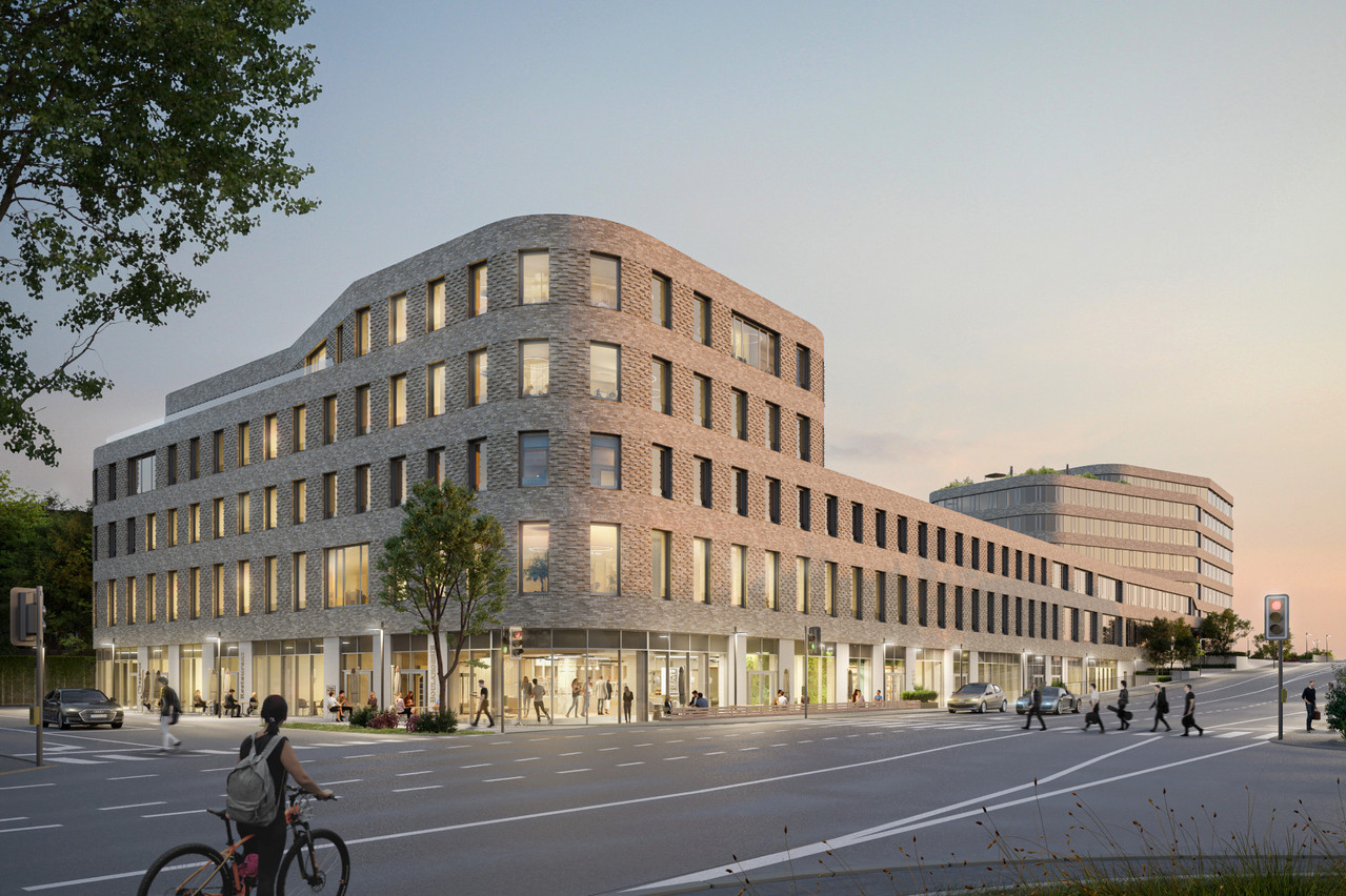 Le Centre administratif Nordstad abritera 600 postes de travail, des commerces et de la restauration à l’entrée sud d’Ettelbruck. (Illustration: BFF…)