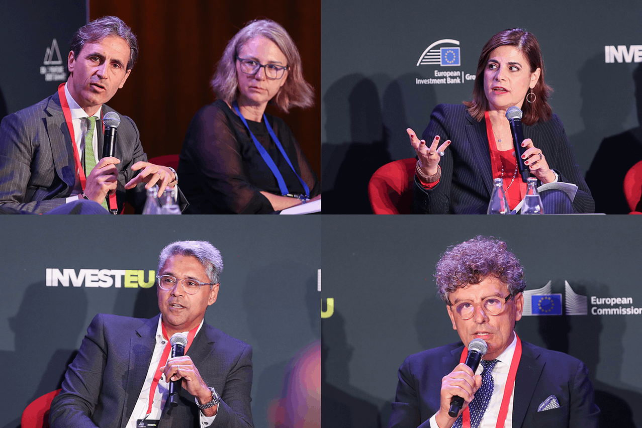 Delano attended the “EIB Venture Debt: product, partnership, impact” panel discussion organised by the European Investment Bank at the European Convention Center in Luxembourg on 13 May 2024. Pictured on top: Alessandro Izzo and Dana Burduja (European Investment Bank) and Anna Panagopoulou (European Commission, DG RTD). Bottom: Ravinder Chahil (Zealand Pharma) and Claudio Spadacini (Energy Dome Spa). Photo: EIB, Montage Maison Moderne