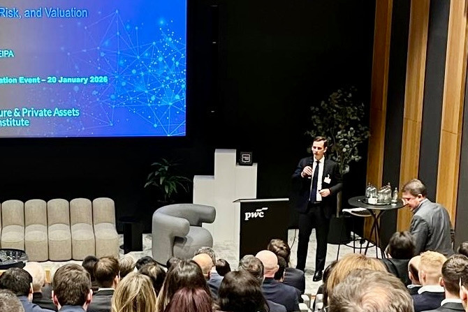 ”About 40% to 50% of the assets under management in these funds is going into secondaries,” Evan Clark, a senior private-market analyst at the EDHEC Infrastructure & Private Assets Research Institute told the audience at a 20 January PwC Luxembourg event.  Photo: PwC Luxembourg
