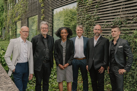 Frank Murawski, Christian Bauer, Sala Makumbundu, Guido Mertesdorf, Dany Reinert et Sascha Reinert forment l’équipe de partenaires du bureau CBA. (Photo: Christian Bauer & Associés Architectes)