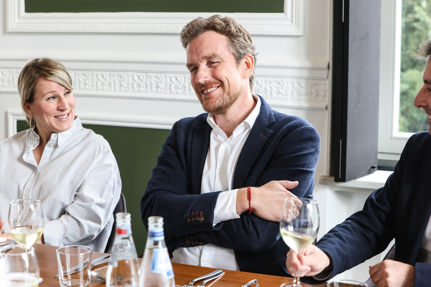 Esther Pierard (Paperjam+Delano Business Club) and Patrick Van Egmond (LuxMobility) at a TGIF lunch on 29 September 2023. Photo: Marie Russillo/Maison Moderne