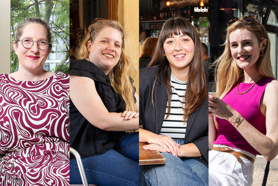 L to r: Geneviève Feyt (KPMG), Périne Weiland (PWC), Lucrezia Reale (Deloitte) and Rebecca Dallas (EY) shared their favourite terraces with us. Photos: Eva Krins, Marie Russillo. Montage: Maison Moderne.