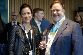 Amélie Madinier (Le Village by CA Luxembourg) and Royce Dalby (Hydrosat) at Expon Capital’s second annual Digital Tech Fund event, held on 25 January 2024 at Post Luxembourg’s Helix headquarters. Photo: Matic Zorman / Maison Moderne