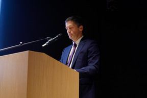 Alain Rodermann (Expon Capital) moderated a panel focused on artificial intelligence at Expon Capital's second annual Digital Tech Fund event at Post Luxembourg’s Helix headquarters, 25 January 2024. Photo: Matic Zorman / Maison Moderne