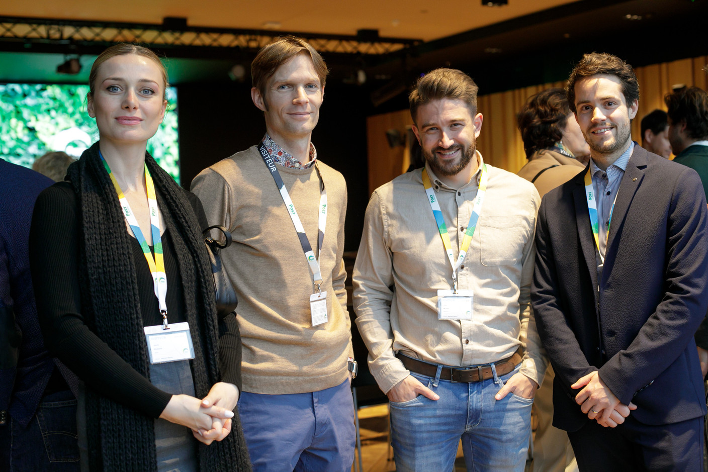 Teona Khubutia (Luxembourg Business Angel Network), Jonas Mercier (Luxinnovation), Tom Michels (Salonkee), Samuel Faber (Salonkee) at Expon Capital’s second annual Digital Tech Fund event, held on 25 January 2024 at Post Luxembourg’s Helix headquarters. Photo: Matic Zorman / Maison Moderne