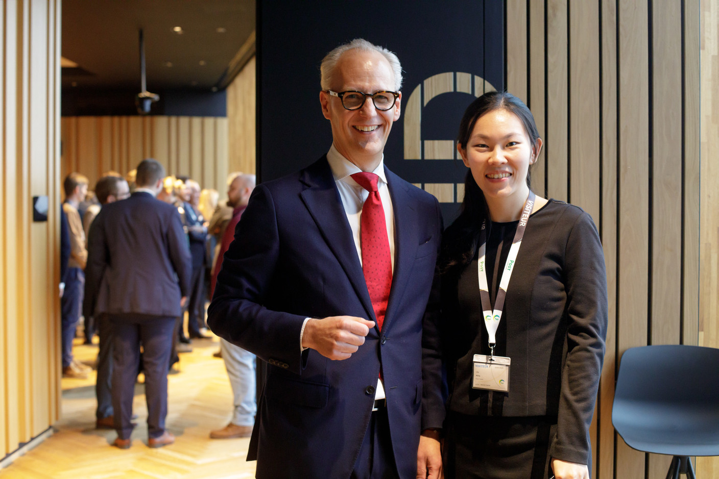 Jérôme Wittamer (Expon Capital) and Lily Wang (Expon Capital) at the venture capital firm’s second annual Digital Tech Fund event, held on 25 January 2024 at Post Luxembourg’s Helix headquarters. Photo: Matic Zorman / Maison Moderne