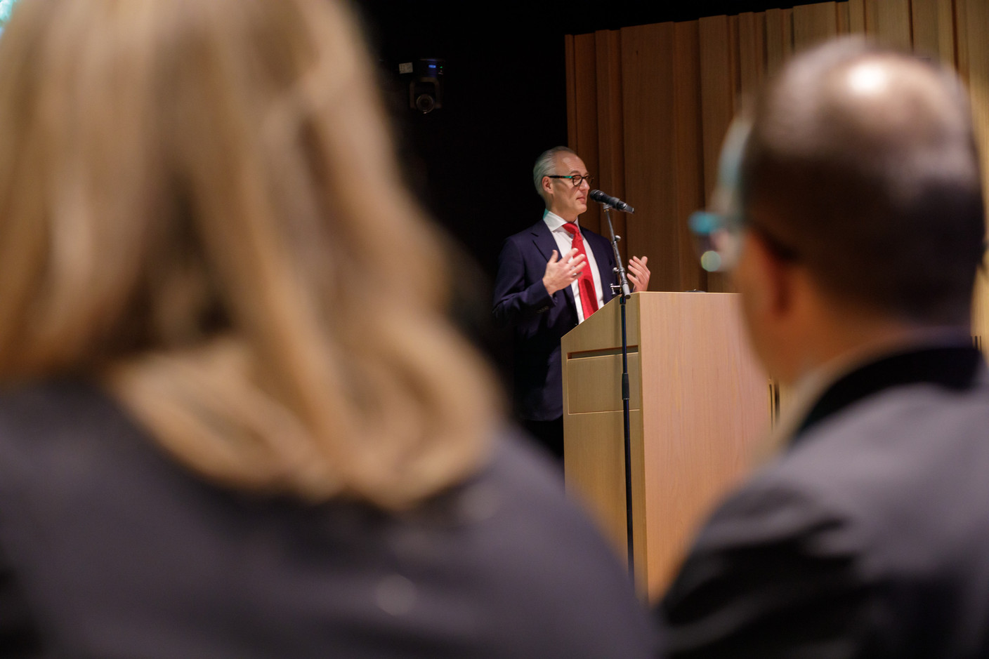 Jérôme Wittamer (Expon Capital) speaking at the VC firm's second annual Digital Tech Fund event at Post's Helix headquarters on 25 January 2024. Photo: Matic Zorman / Maison Moderne